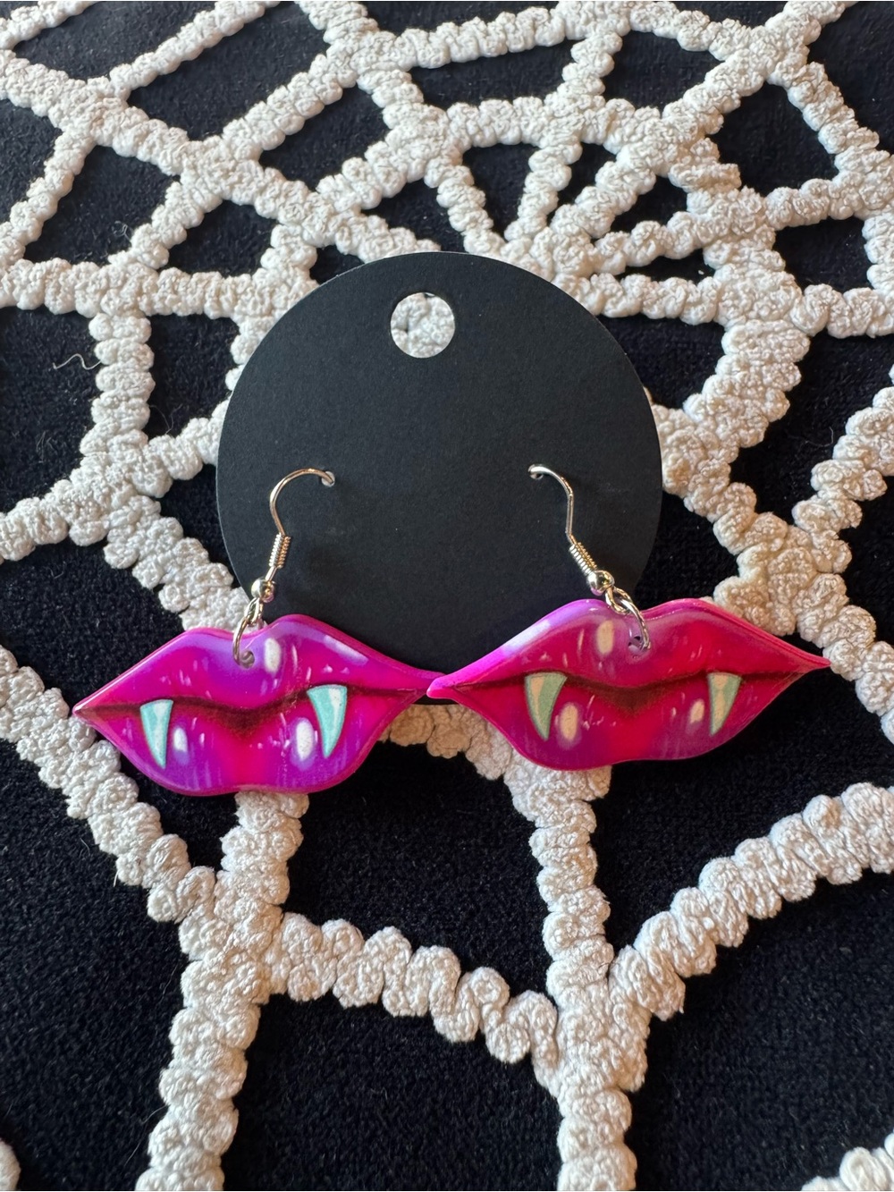 Pink Vampire Lip Dangle Earrings - Women Accessories